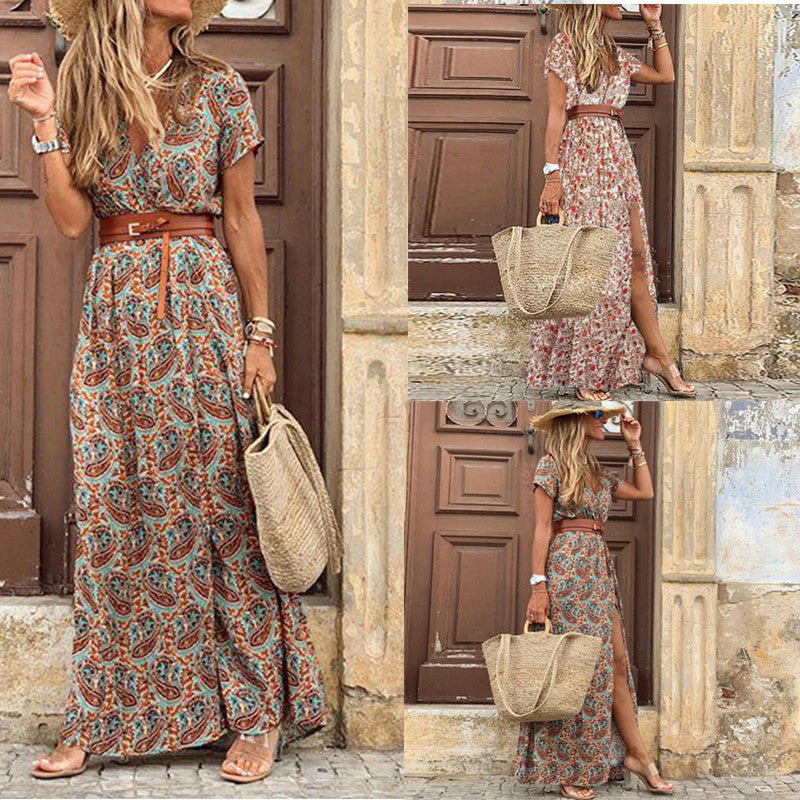 Zahira® | Women'S Floral Maxi Dress With High Side Slit