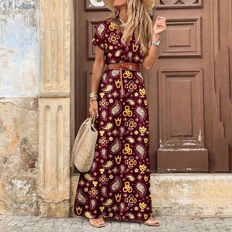 Zahira® | Women'S Floral Maxi Dress With High Side Slit - Image 4