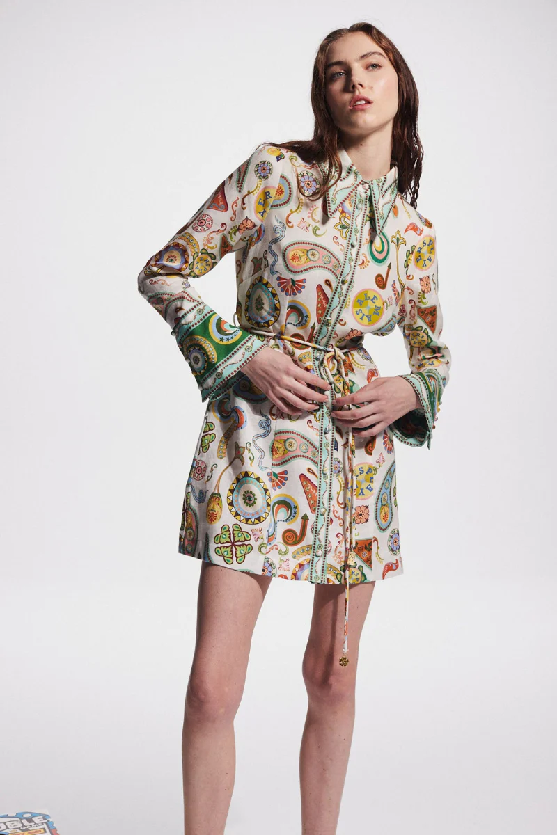 Zaida® | Long-Sleeved Paisley Mini Dress - Image 3
