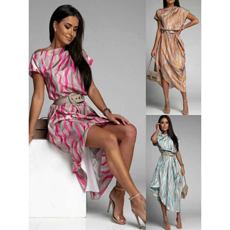 Zaida® | Women'S Asymmetric Midi Dress With Unique Print