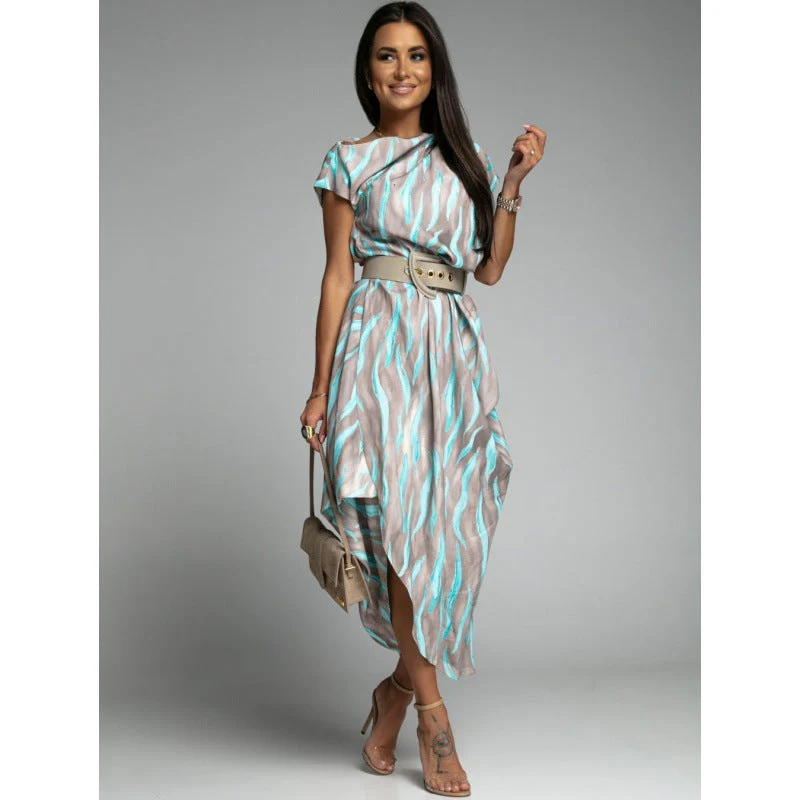 Zaida® | Women'S Asymmetric Midi Dress With Unique Print - Image 2