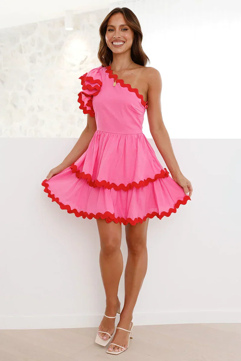 Zaira® | Mini Dress Pink / Red - Image 4