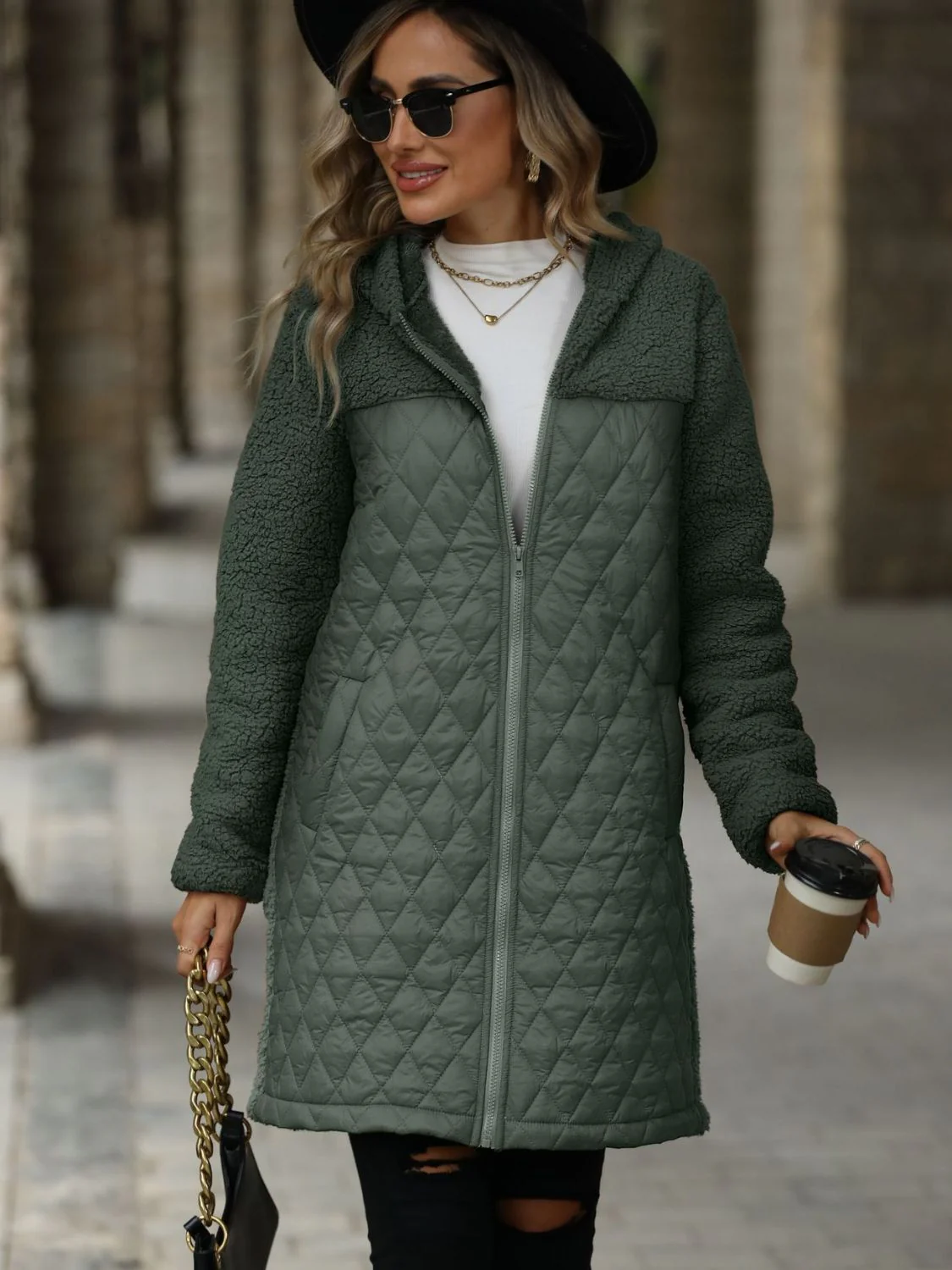 Zaira | Structured, long-sleeved, zip-up hooded coat - Image 12