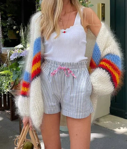 Sara | Women's striped mohair cardigan