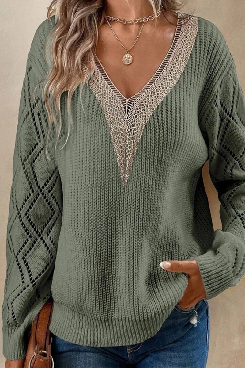 Zenaida | Casual, simple tops made of solid lace with a V-neck - Image 6