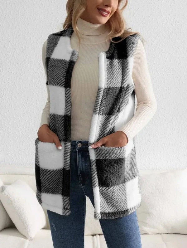 Zoe | Sherpa checked vest - Image 2