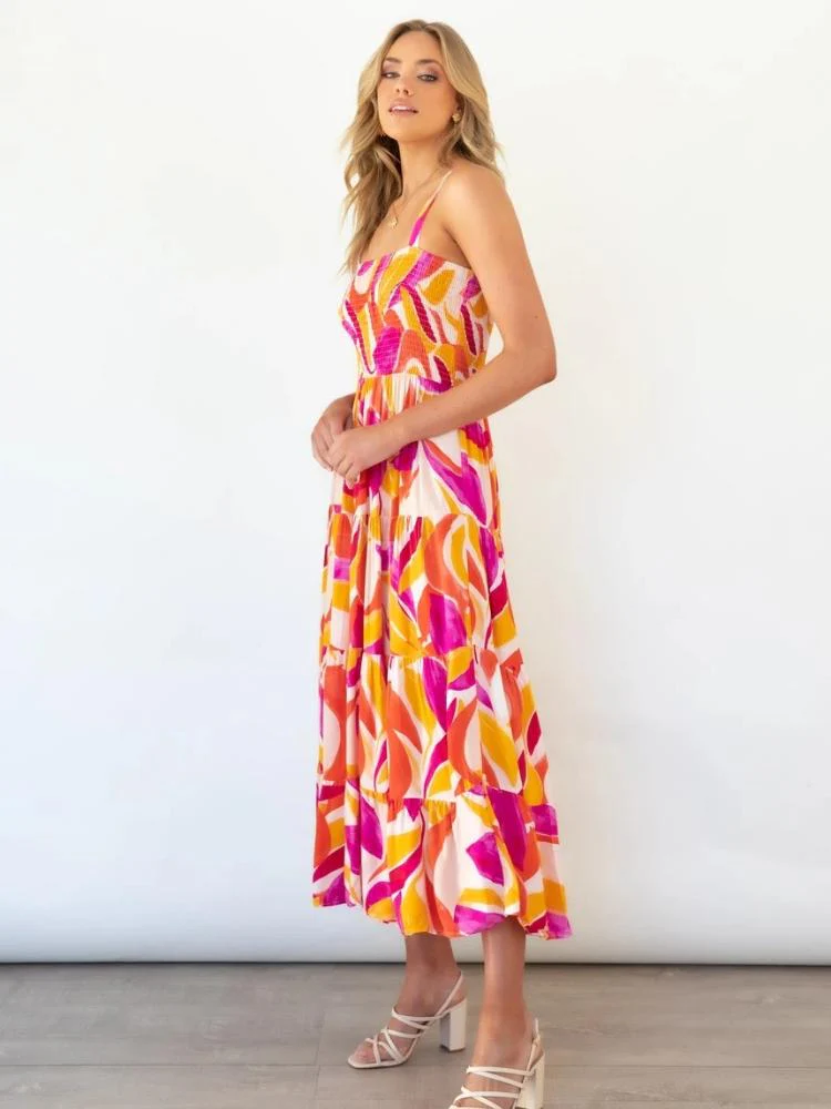 Zulema® | Printed Tiered Maxi Summer Dress With Ruched Bodice - Image 2