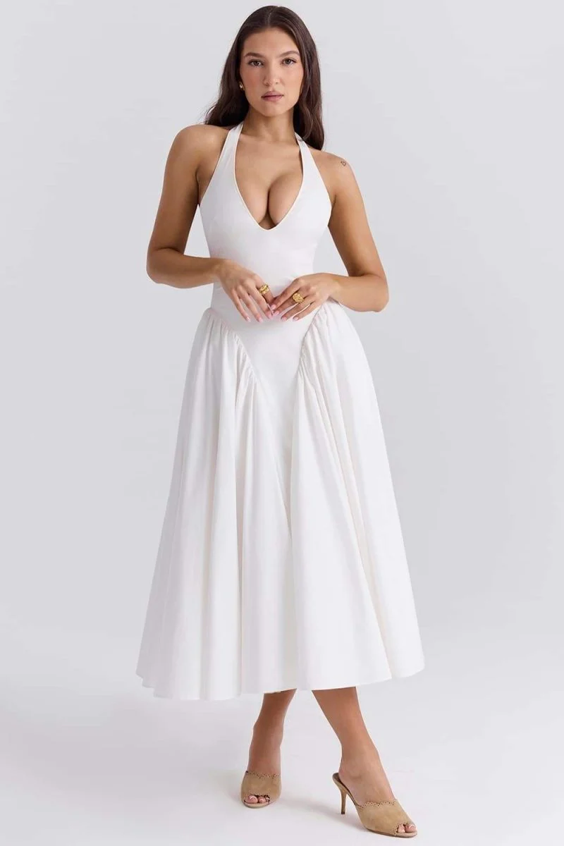 Zuleyka® | Halter Neck Midi Dress With Open Back - Image 3