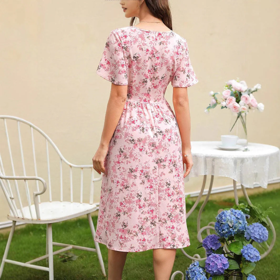 Zuleyka® | Women'S Floral Dress With V-Neck And Tailored Tie Belt - Image 2